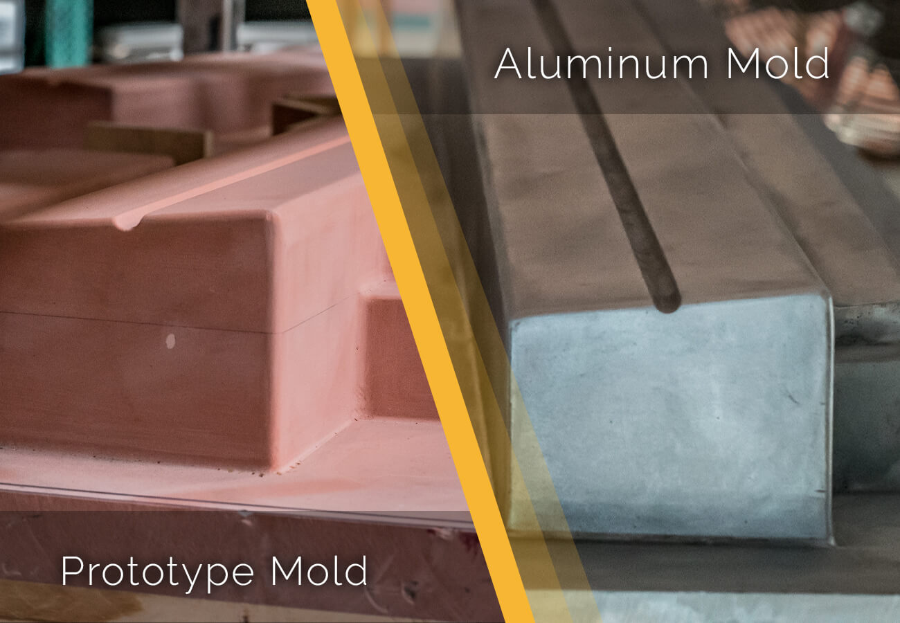 Showing the prototype mold and Aluminum Mold options for thermoforming